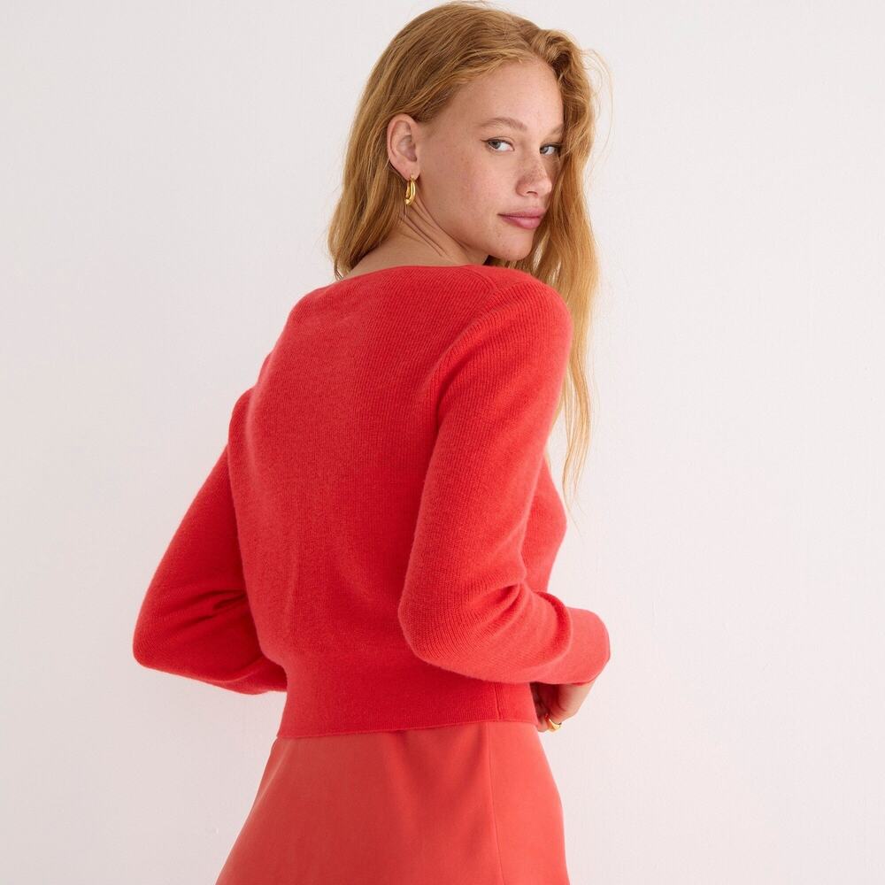 J.Crew Featherweight Cashmere Cropped Cardigan - 0 - Belvedere Red - Picture 3 of 3